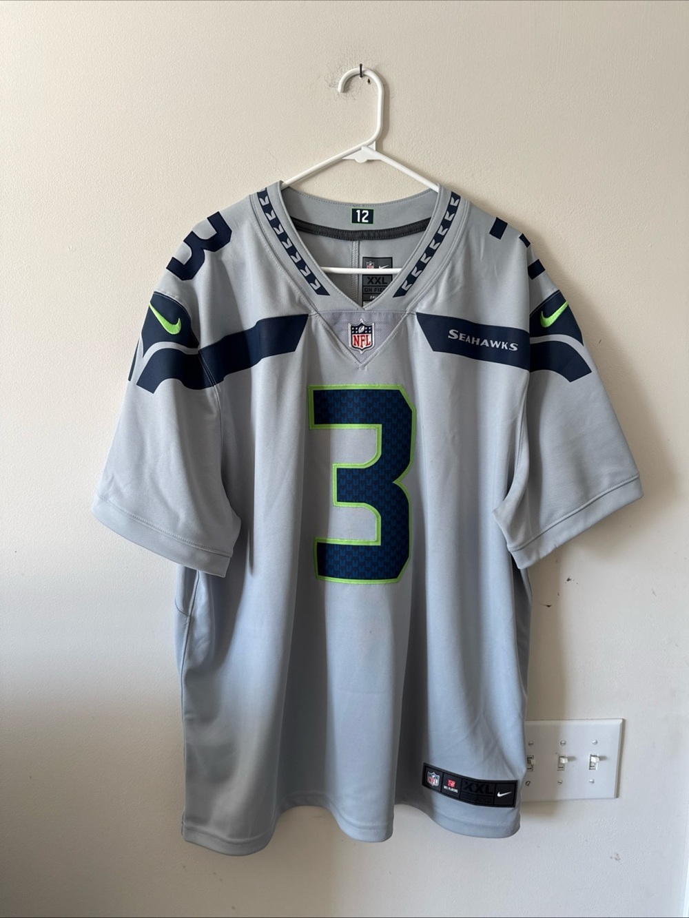 Men’s Nike Russell Wilson #3 Seattle Seahawks Vapor Lmtd Jersey Sz 2XL Grey RARE